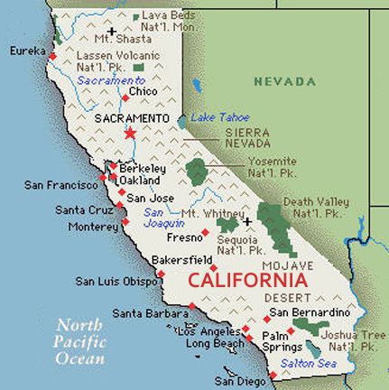 U.S. map, state of California