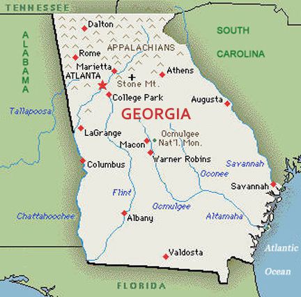 U.S. map, state of Georgia