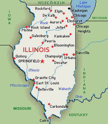 U.S. map, state of Illinois
