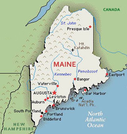 U.S. map, state of Maine