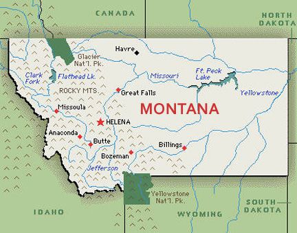 U.S. map, state of Montana