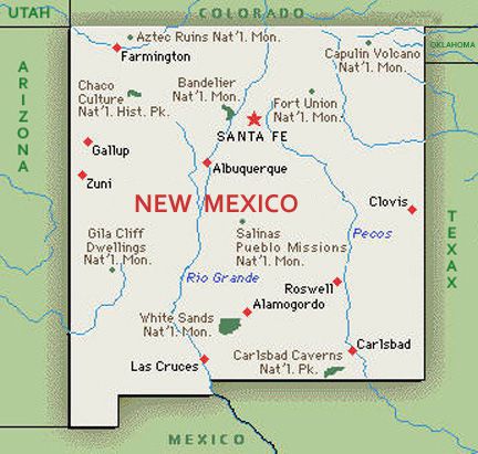 U.S. map, state of New Mexico