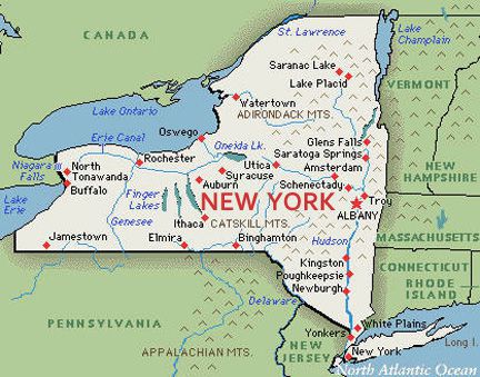 U.S. map, state of New York