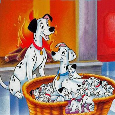 Perdita and Pongo; famous dog in movie, One Hundred and One Dalmatians