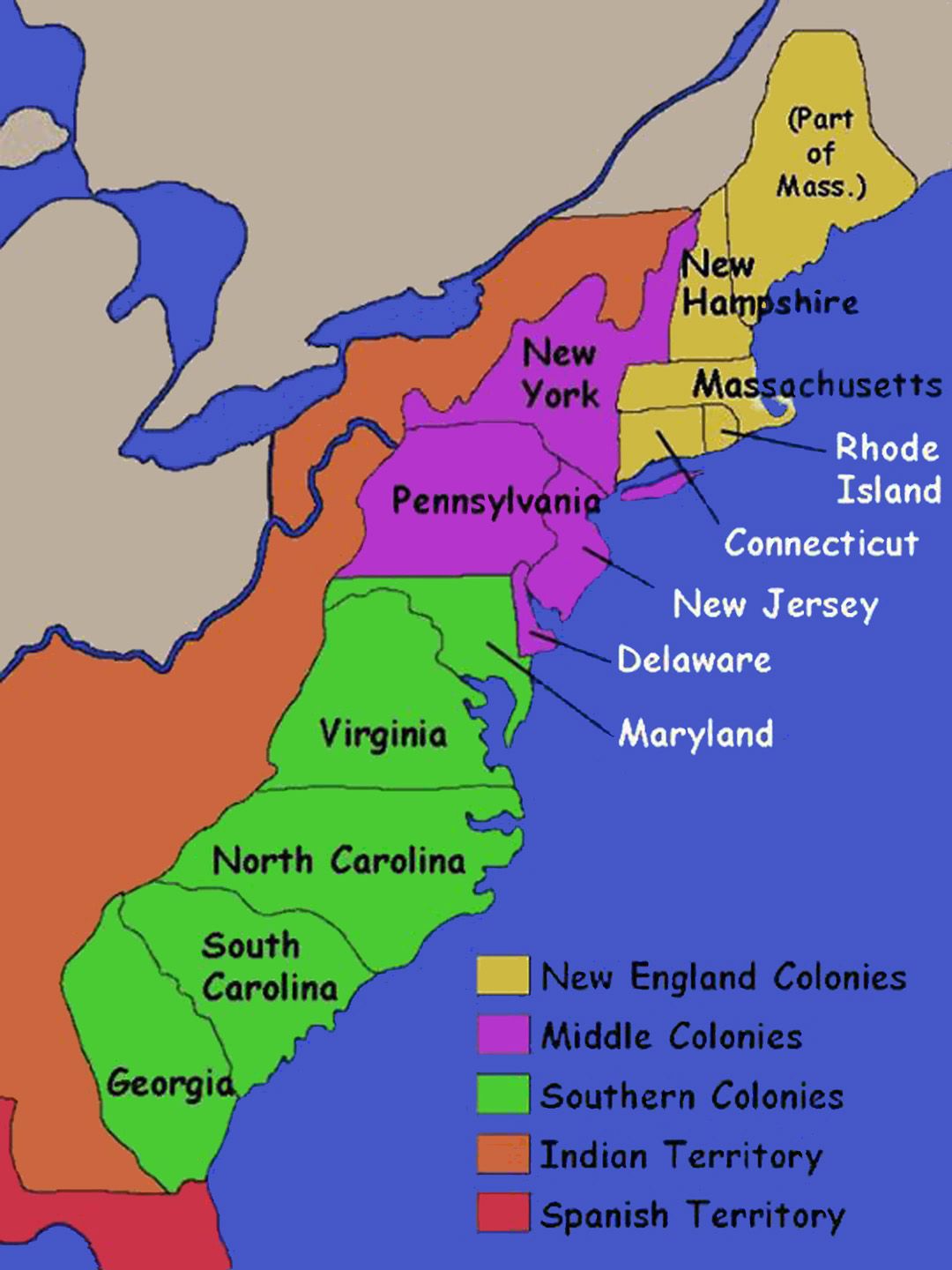 The 13 American Colonies