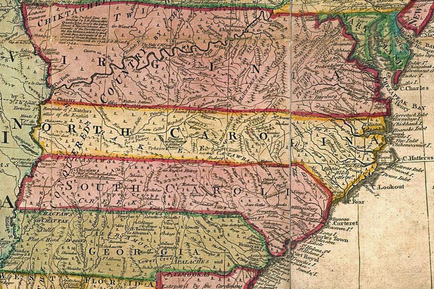 The Carolinas, early map 1763