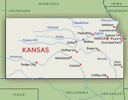 U.S. map, state of Kansas