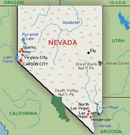 U.S. map, state of Nevada
